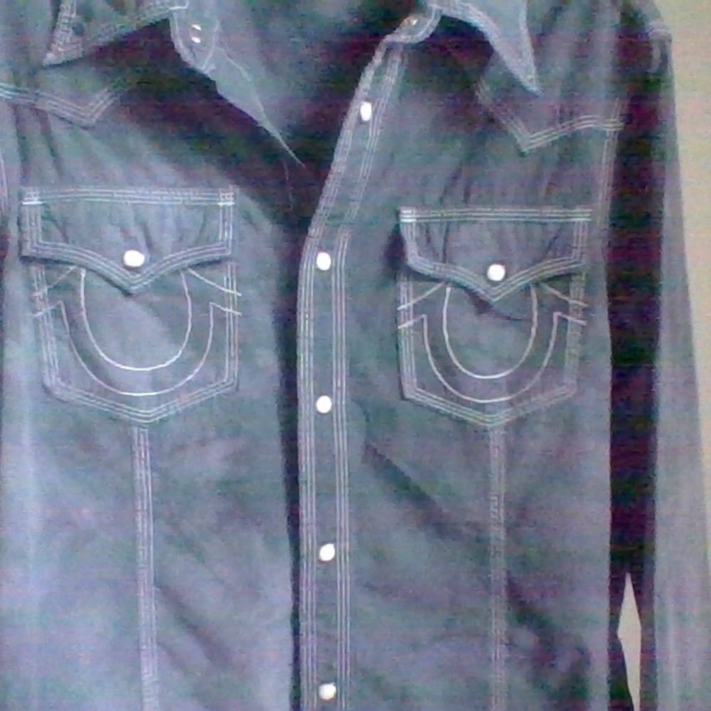 True Religion medium long sleeve  blue shirt